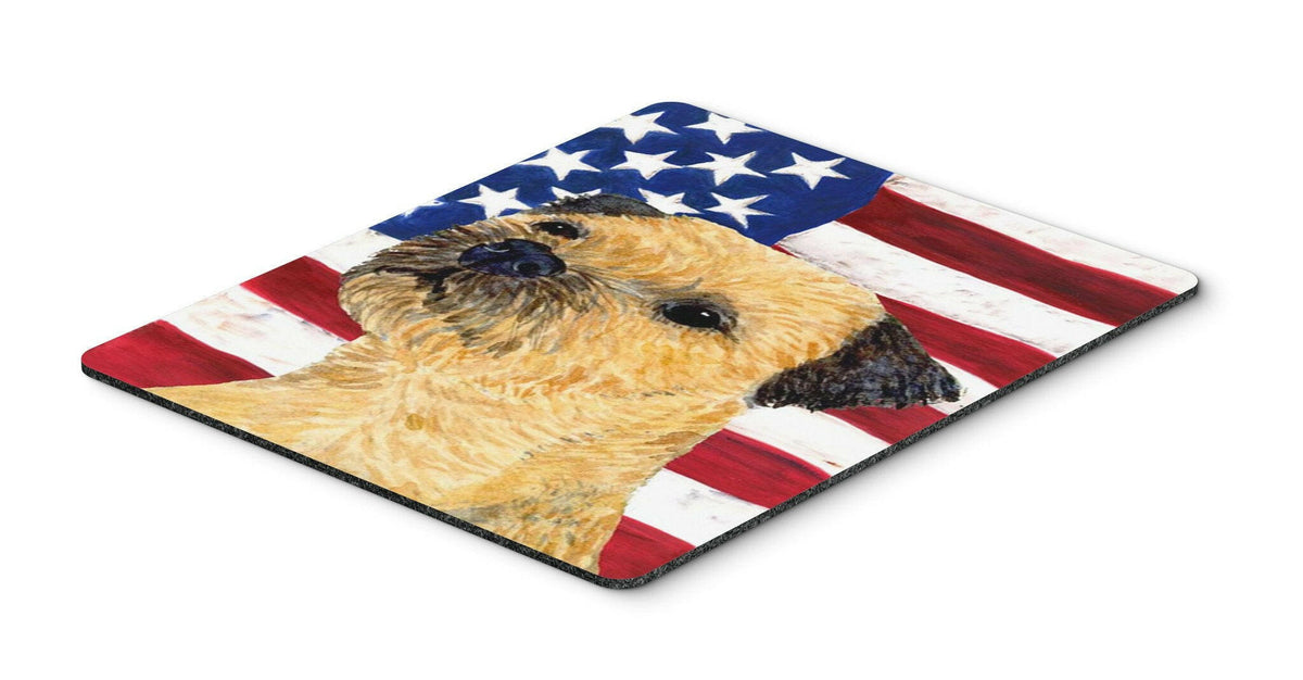 USA American Flag with Border Terrier Mouse Pad, Hot Pad or Trivet by Caroline&#39;s Treasures