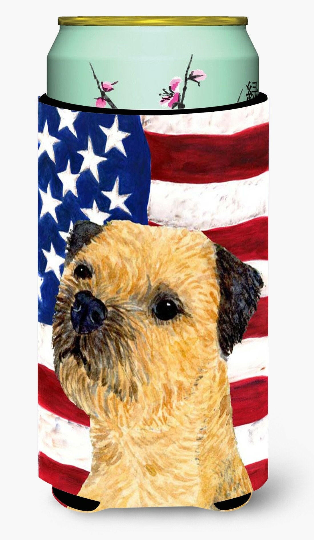 USA American Flag with Border Terrier  Tall Boy Beverage Insulator Beverage Insulator Hugger by Caroline&#39;s Treasures