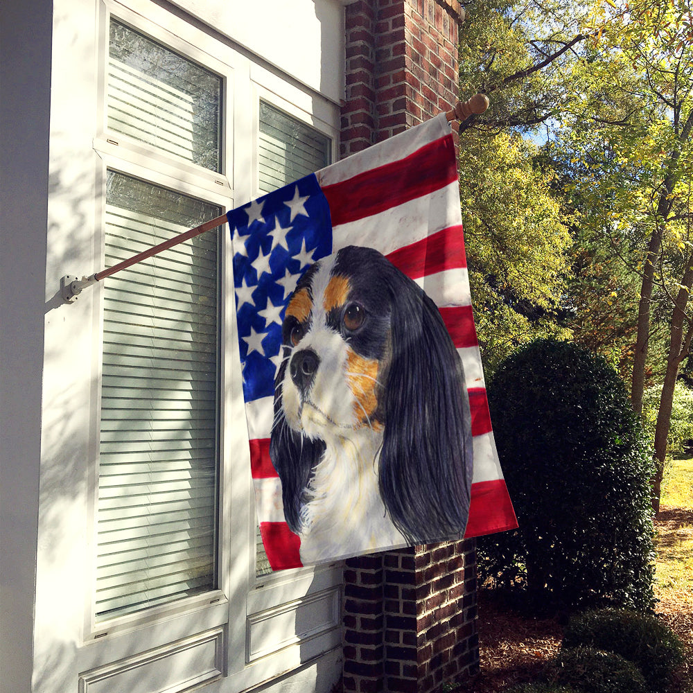 USA American Flag with Cavalier Spaniel Flag Canvas House Size