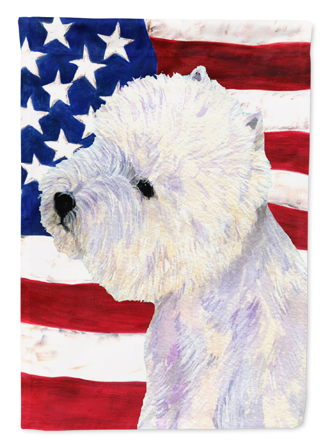 USA American Flag with Westie Flag Canvas House Size  the-store.com.