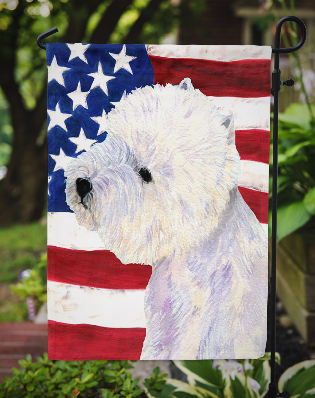 USA American Flag with Westie Flag Garden Size.