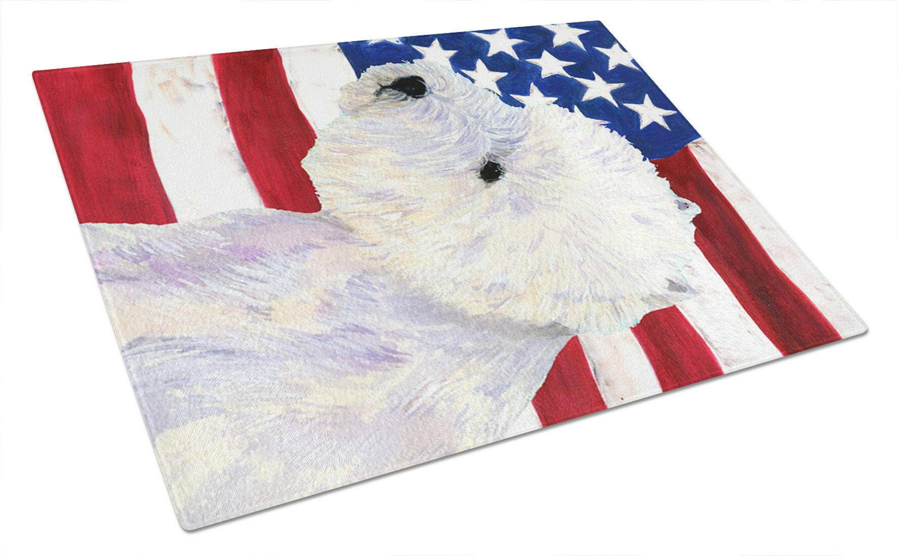 USA American Flag with Westie Glass Cutting Board Large by Caroline's Treasures