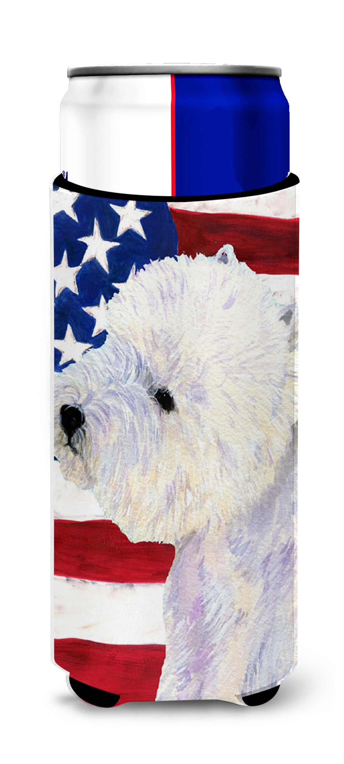 USA American Flag with Westie Ultra Beverage Insulators for slim cans SS4249MUK
