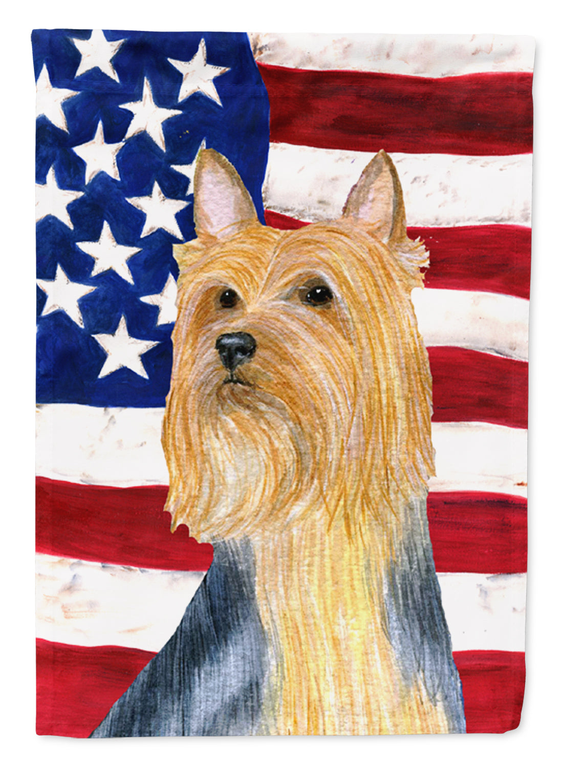 USA American Flag with Silky Terrier Flag Canvas House Size