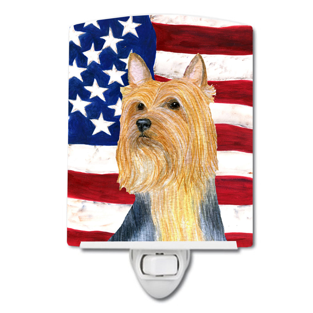 USA American Flag with Silky Terrier Ceramic Night Light SS4250CNL - the-store.com
