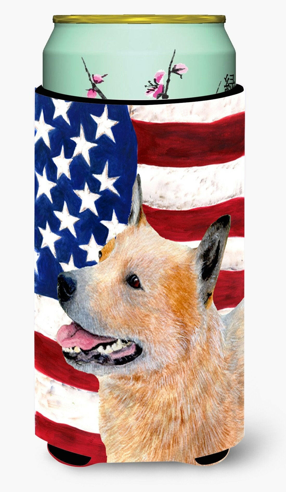 USA American Flag with Australian Cattle Dog  Tall Boy Beverage Insulator Beverage Insulator Hugger by Caroline&#39;s Treasures