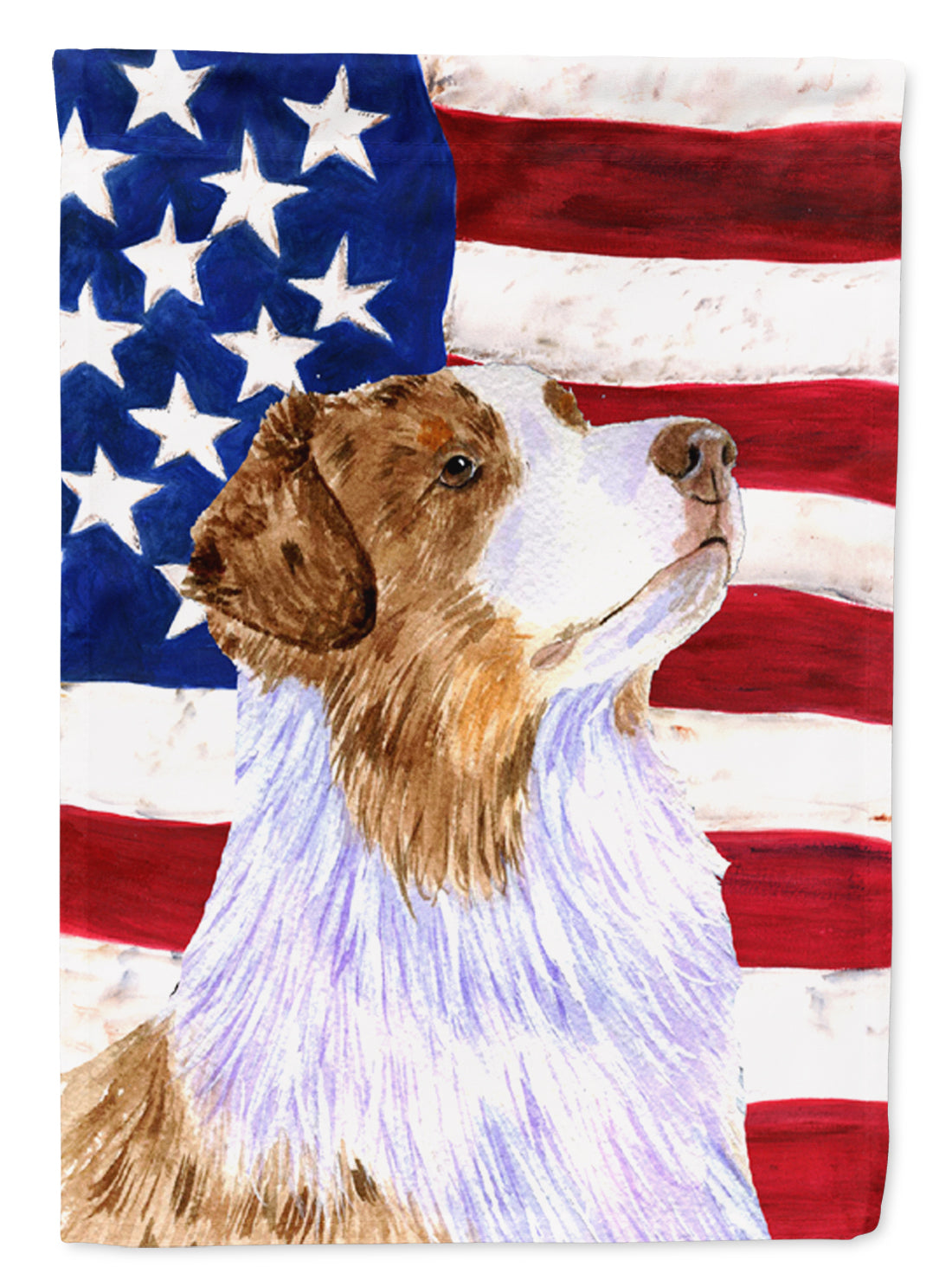 USA American Flag with Australian Shepherd Flag Canvas House Size  the-store.com.