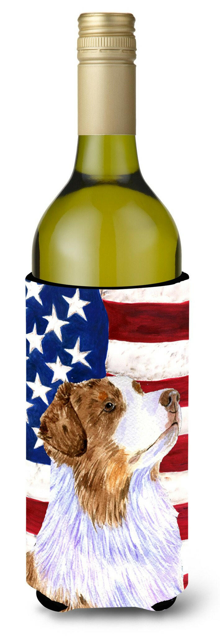 USA American Flag with Australian Shepherd Wine Bottle Beverage Insulator Beverage Insulator Hugger by Caroline&#39;s Treasures