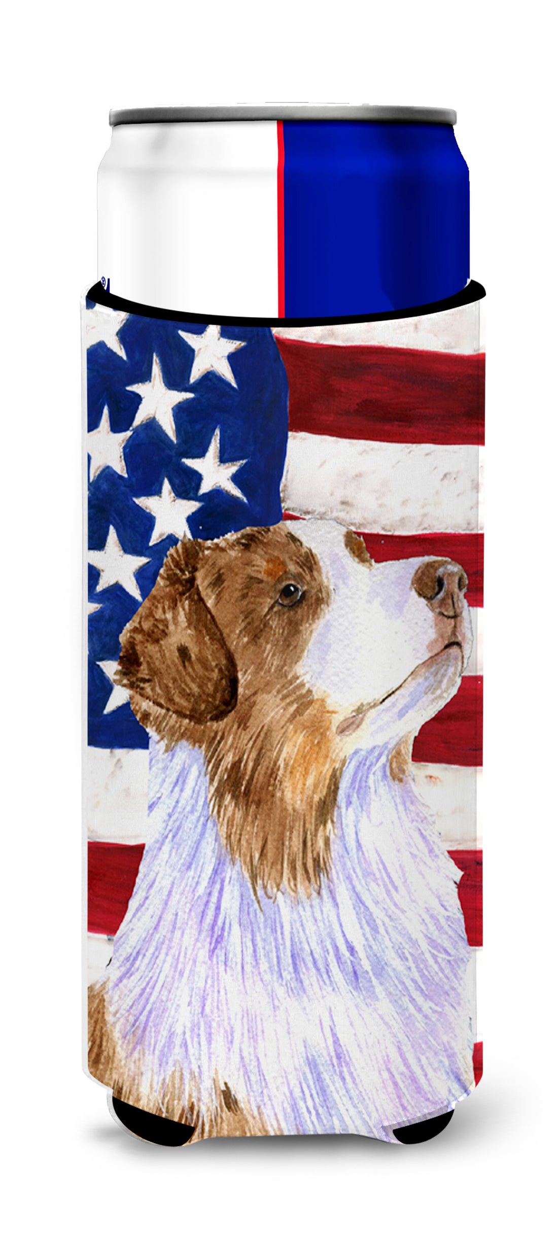 USA American Flag with Australian Shepherd Ultra Beverage Insulators for slim cans SS4252MUK