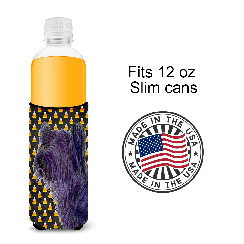 Skye Terrier Candy Corn Halloween Portrait Ultra Beverage Insulators for slim cans SS4256MUK.