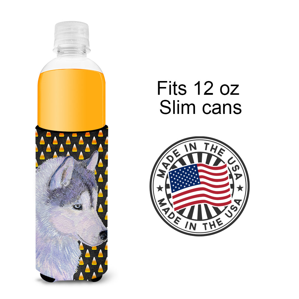 Siberian Husky Candy Corn Halloween Portrait Ultra Beverage Insulators for slim cans SS4257MUK
