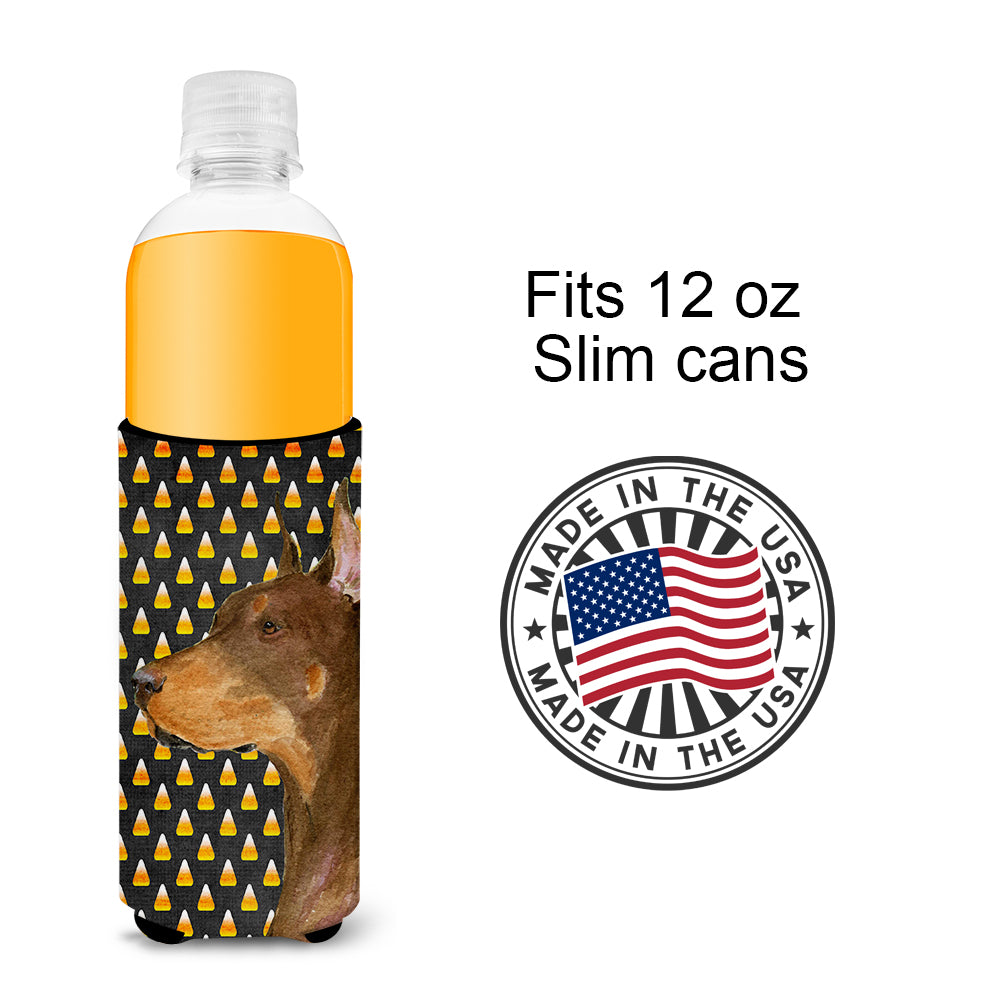 Doberman Candy Corn Halloween Portrait Ultra Beverage Insulators for slim cans SS4261MUK.