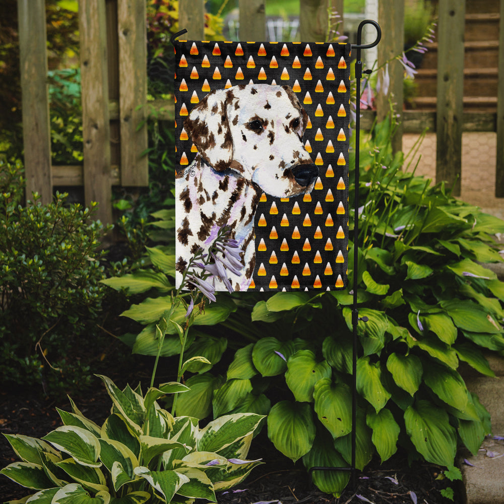 Dalmatian Candy Corn Halloween Portrait Flag Garden Size.