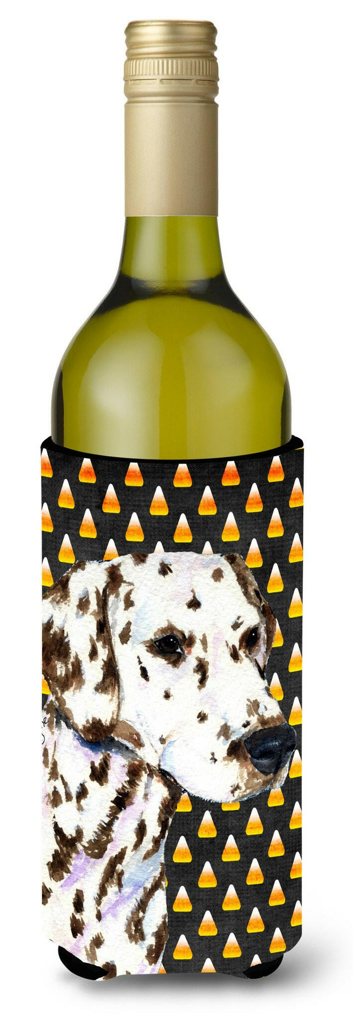 Dalmatian Candy Corn Halloween Portrait Wine Bottle Beverage Insulator Beverage Insulator Hugger by Caroline&#39;s Treasures