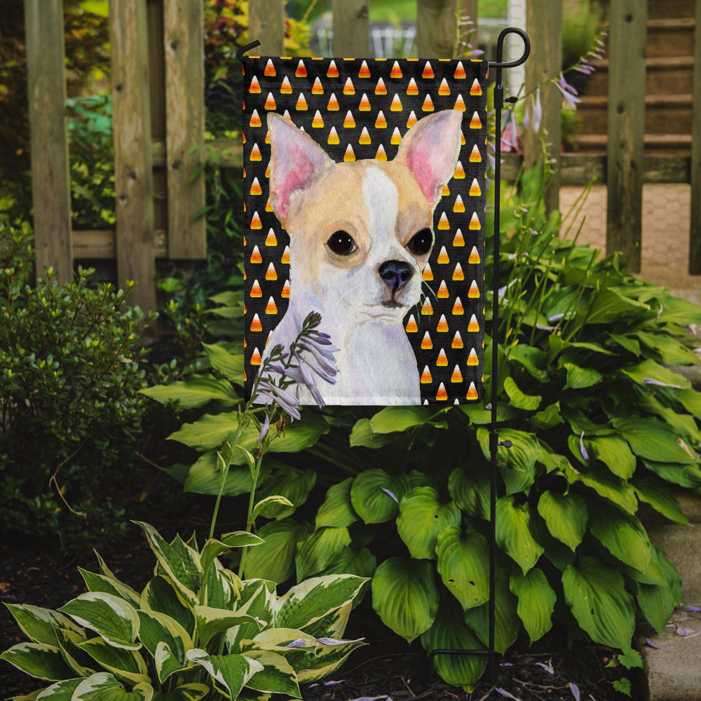 Chihuahua Candy Corn Halloween Portrait Flag Garden Size.