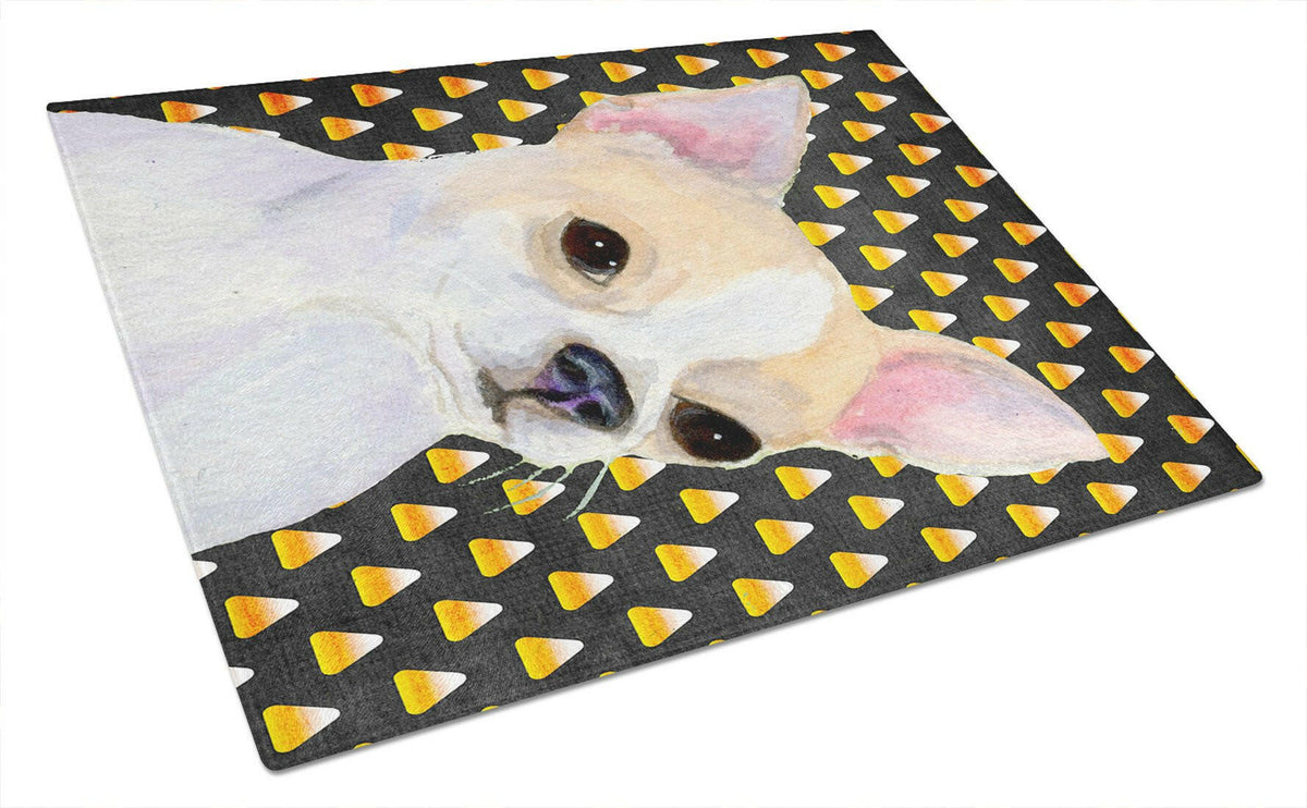 Chihuahua Candy Corn Halloween Portrait Glass Cutting Board Large by Caroline&#39;s Treasures