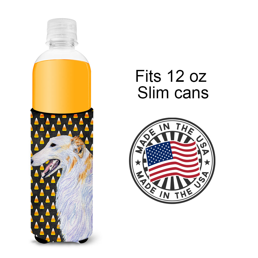 Borzoi Candy Corn Halloween Portrait Ultra Beverage Insulators for slim cans SS4268MUK.