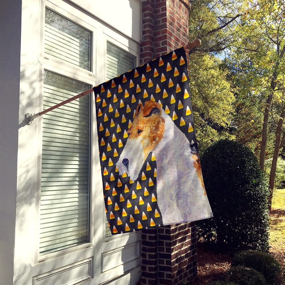 Fox Terrier Candy Corn Halloween Portrait Flag Canvas House Size  the-store.com.