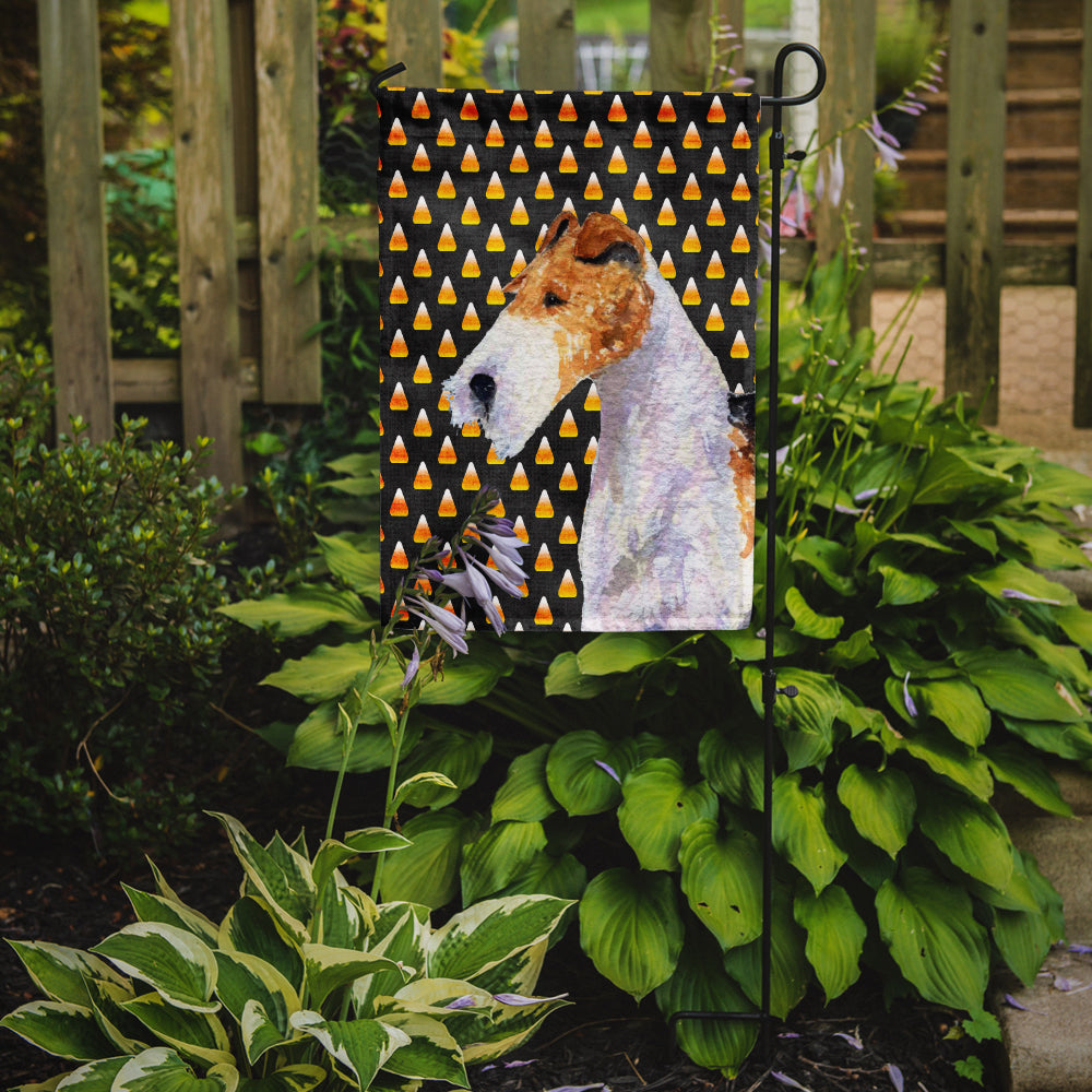 Fox Terrier Candy Corn Halloween Portrait Flag Garden Size