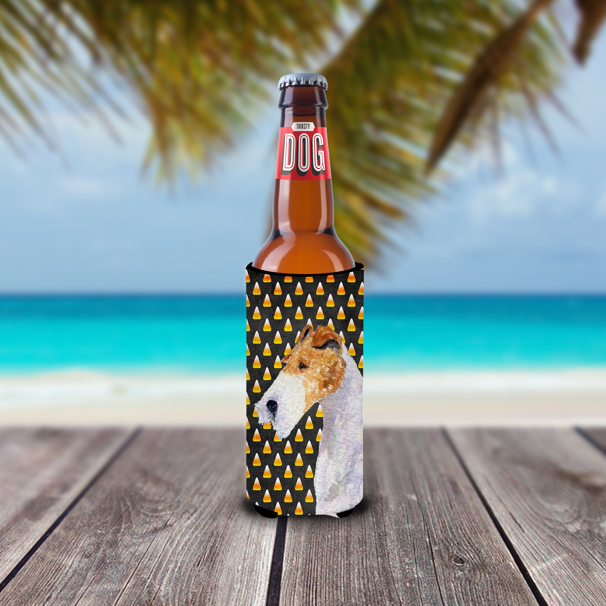Fox Terrier Candy Corn Halloween Portrait Ultra Beverage Insulators for slim cans SS4271MUK