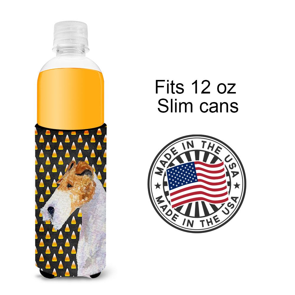 Fox Terrier Candy Corn Halloween Portrait Ultra Beverage Insulators for slim cans SS4271MUK.