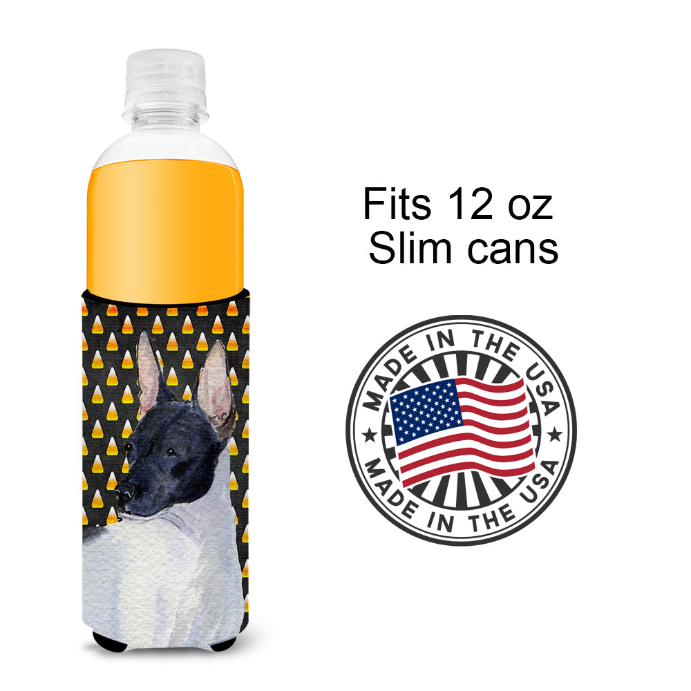 Rat Terrier Candy Corn Halloween Portrait Ultra Beverage Insulators for slim cans SS4273MUK.