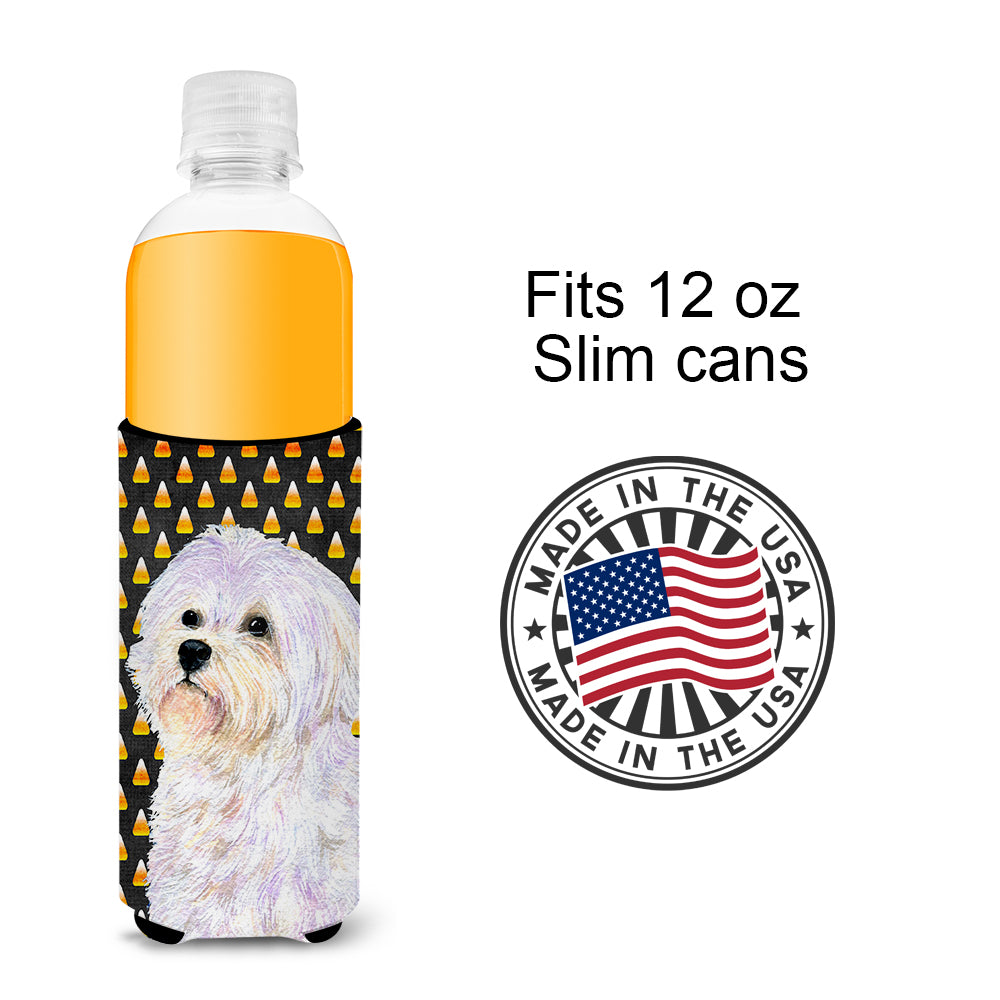 Maltese Candy Corn Halloween Portrait Ultra Beverage Insulators for slim cans SS4274MUK.