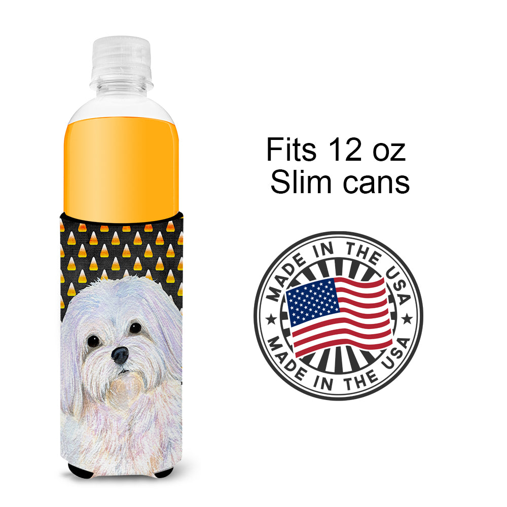 Maltese Candy Corn Halloween Portrait Ultra Beverage Insulators for slim cans SS4275MUK.