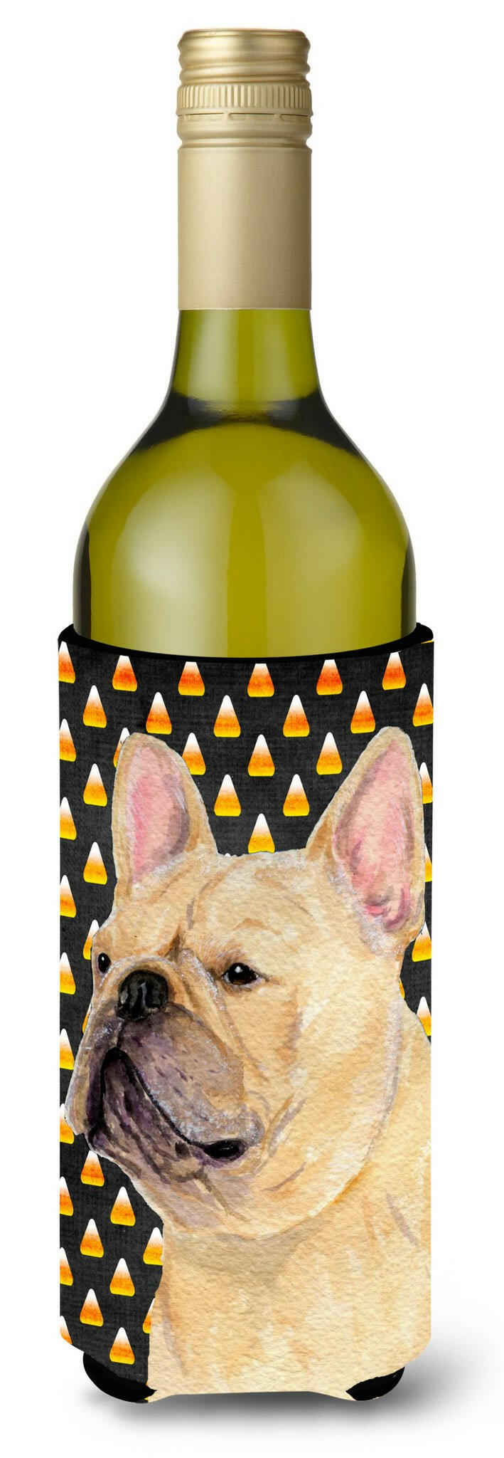 French Bulldog Candy Corn Halloween Portrait Wine Bottle Beverage Insulator Beverage Insulator Hugger by Caroline's Treasures
