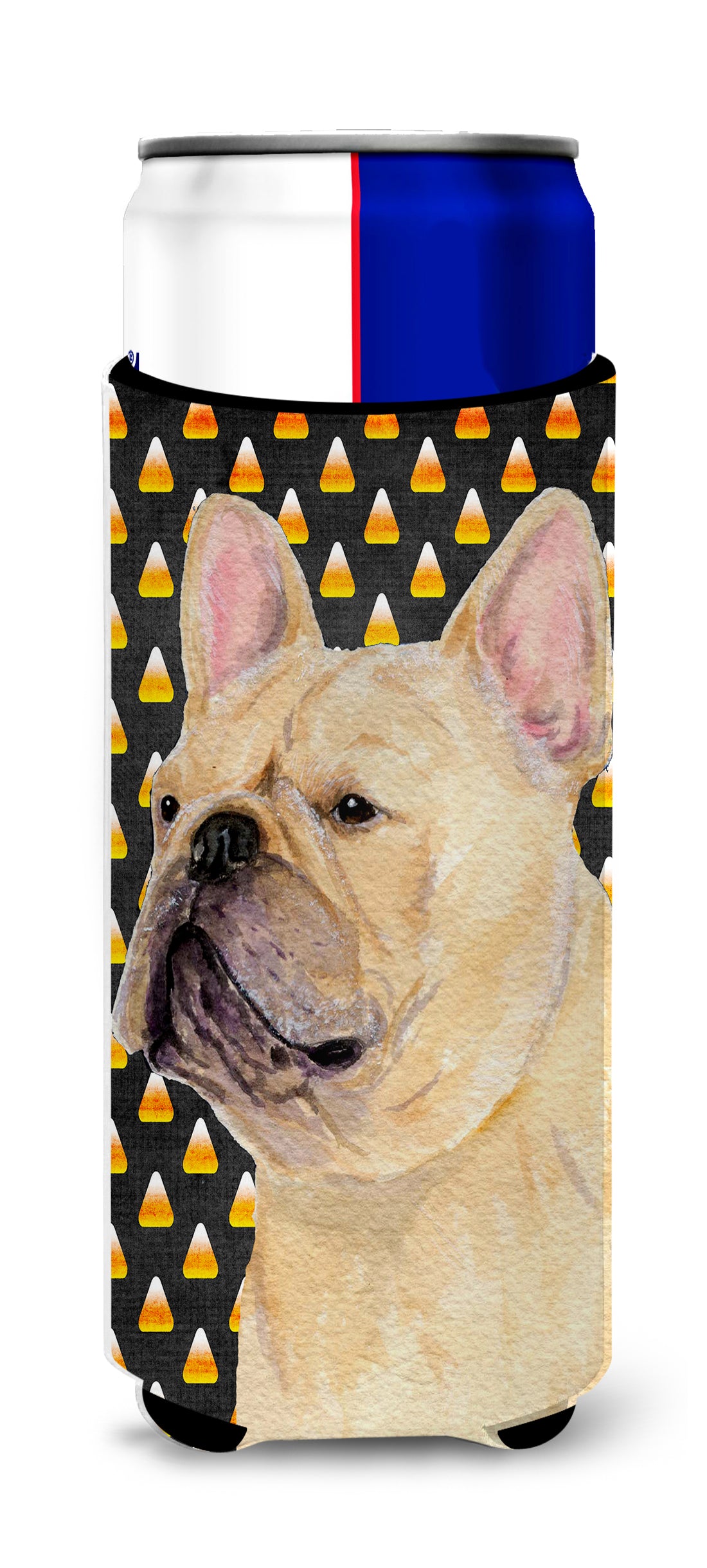 French Bulldog Candy Corn Halloween Portrait Ultra Beverage Insulators for slim cans SS4278MUK.