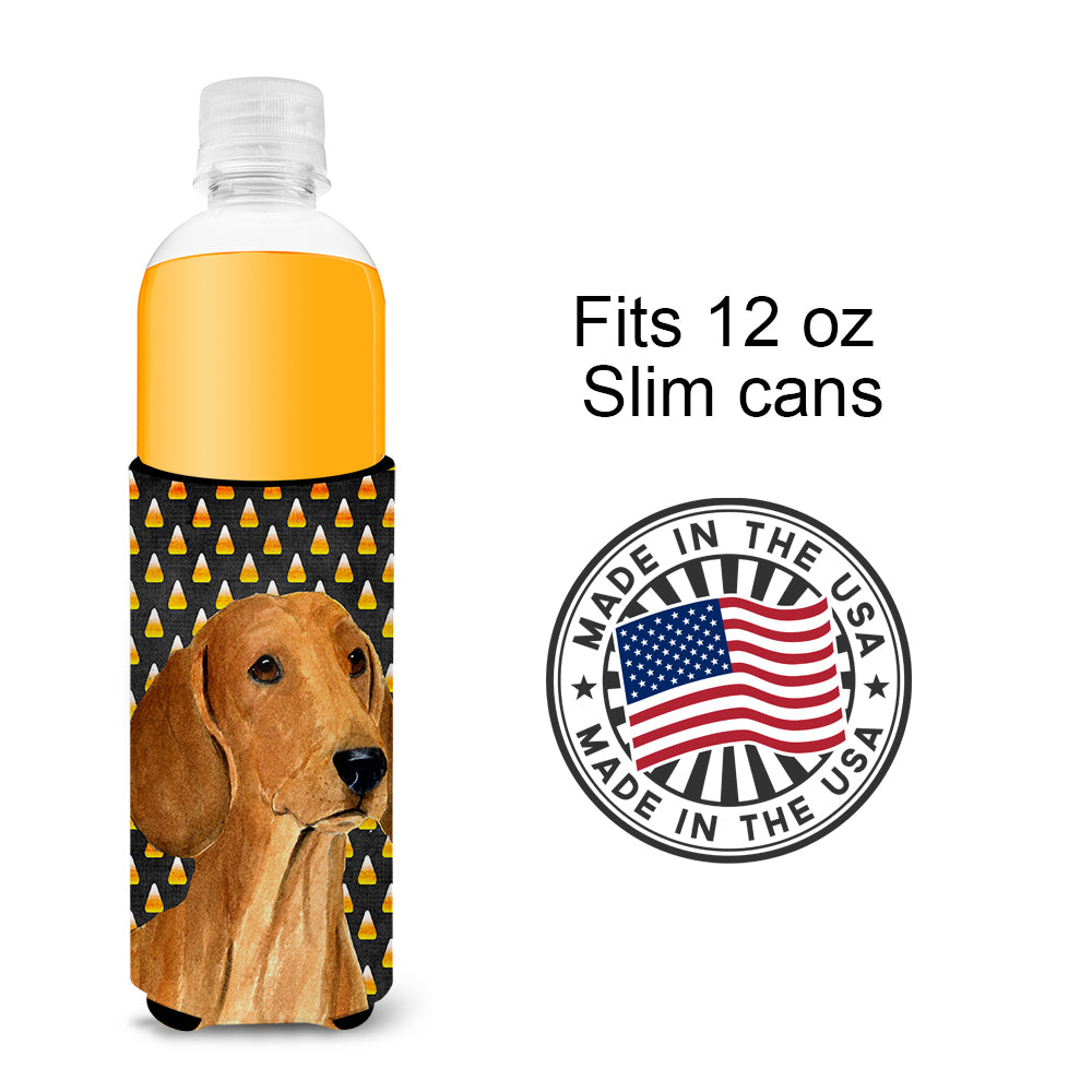 Dachshund Candy Corn Halloween Portrait Ultra Beverage Insulators for slim cans SS4280MUK.