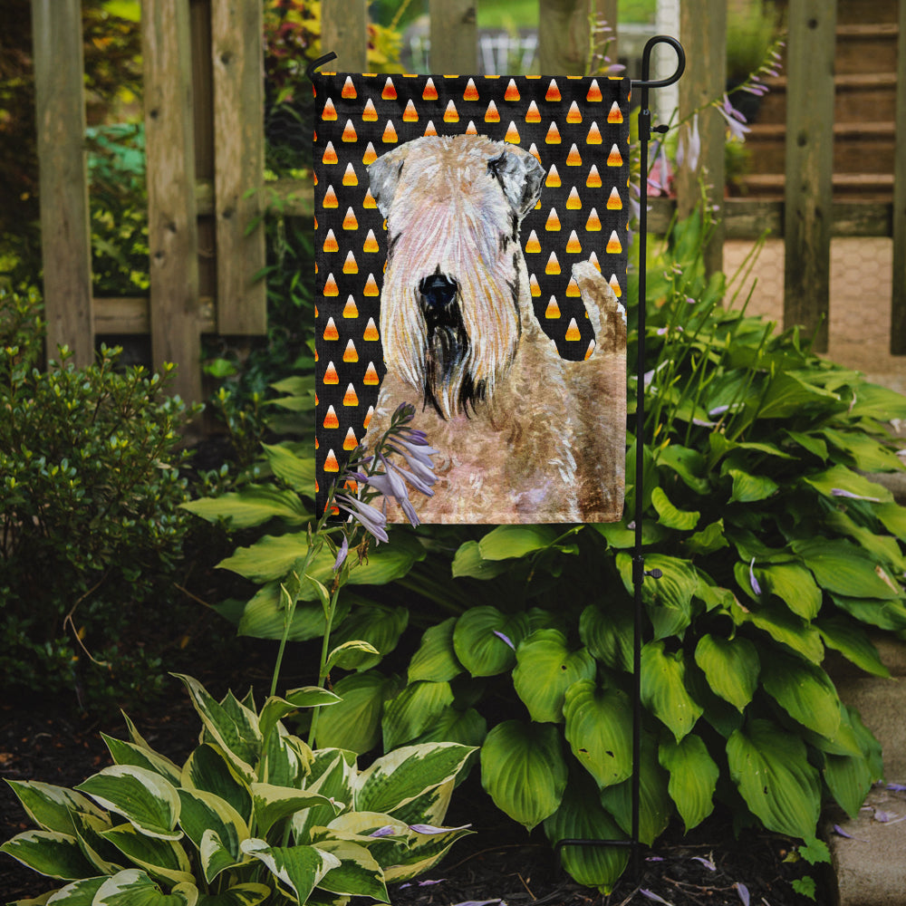Wheaten Terrier Soft Coated Candy Corn Halloween Portrait Flag Garden Size.
