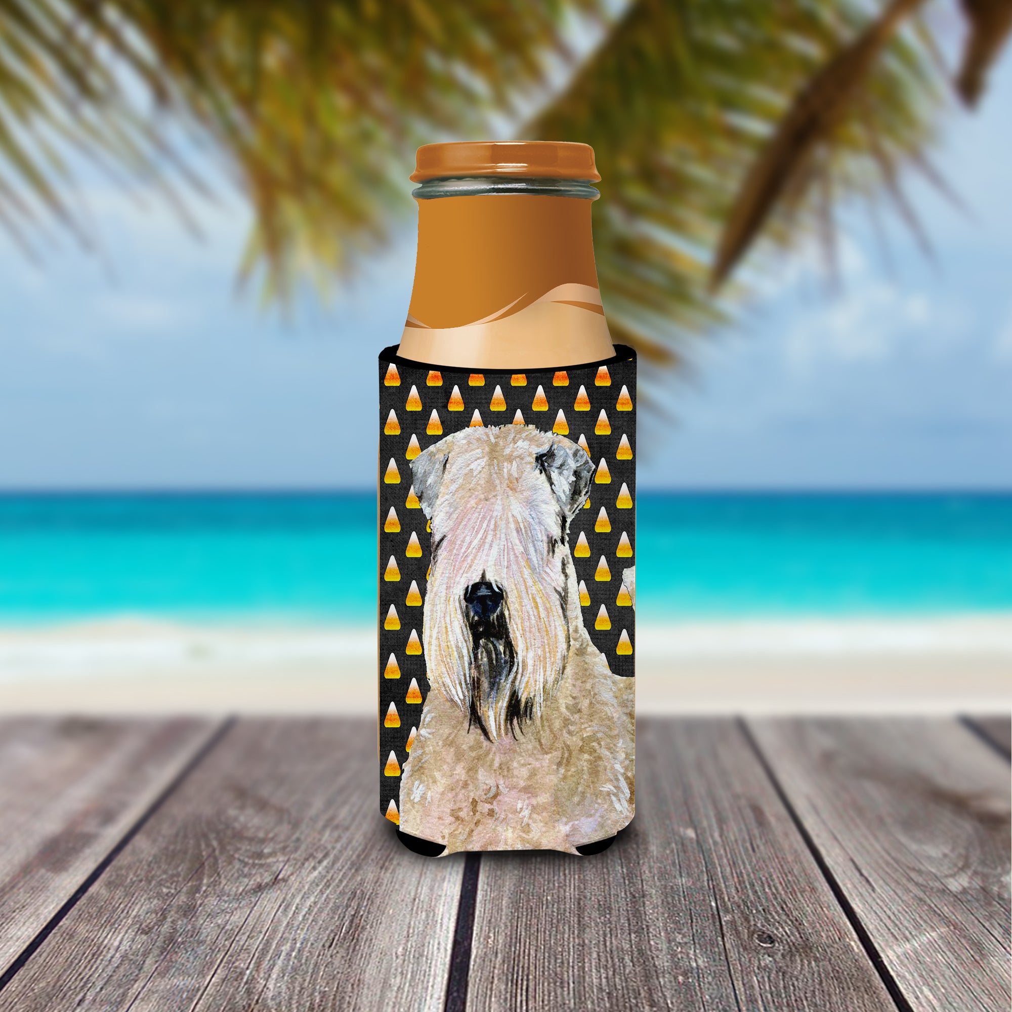 Wheaten Terrier Soft Coated Candy Corn Halloween Portrait Ultra Beverage Insulators for slim cans SS4281MUK.