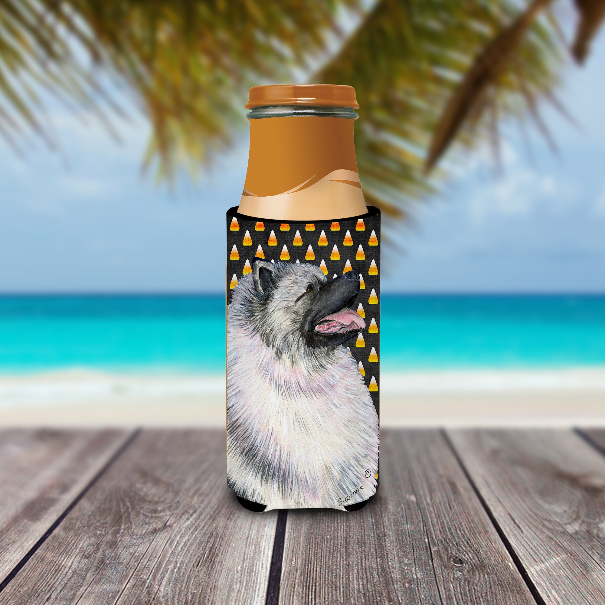 Keeshond Candy Corn Halloween Portrait Ultra Beverage Insulators for slim cans SS4282MUK.