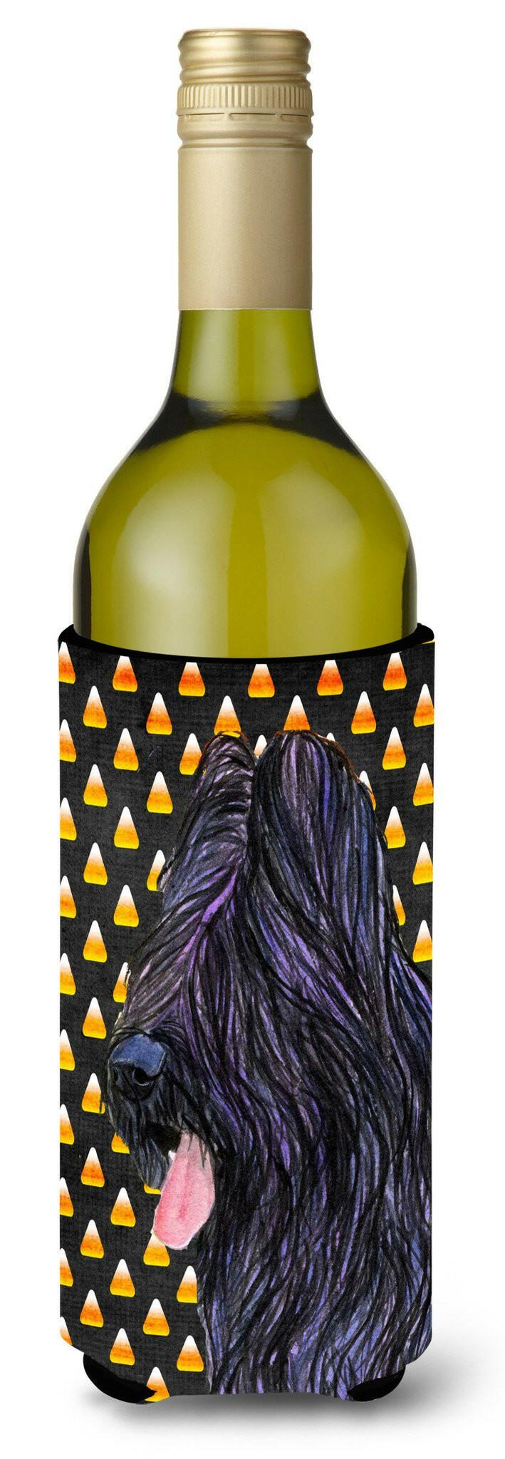Briard Candy Corn Halloween Portrait Wine Bottle Beverage Insulator Beverage Insulator Hugger by Caroline&#39;s Treasures
