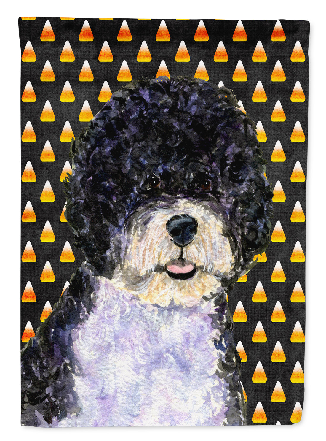 Portuguese Water Dog Candy Corn Halloween Portrait Flag Canvas House Size  the-store.com.