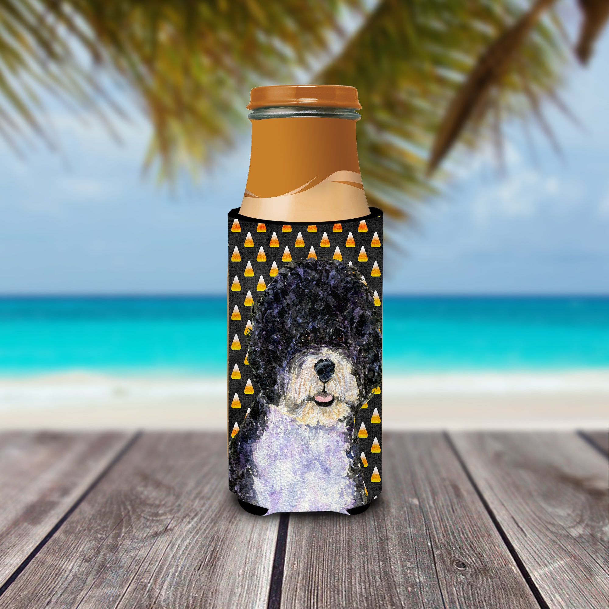 Portuguese Water Dog Candy Corn Halloween Portrait Ultra Beverage Insulators for slim cans SS4284MUK.