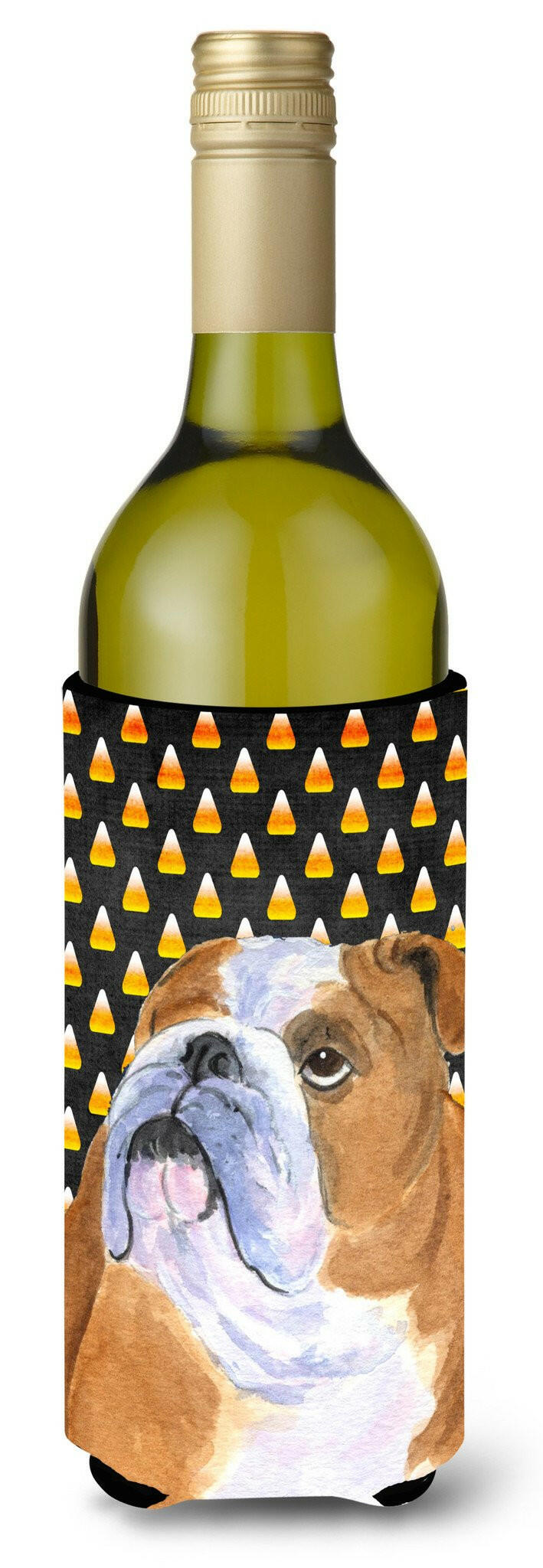 Bulldog English  Halloween Portrait Wine Bottle Beverage Insulator Beverage Insulator Hugger SS4285LITERK by Caroline&#39;s Treasures