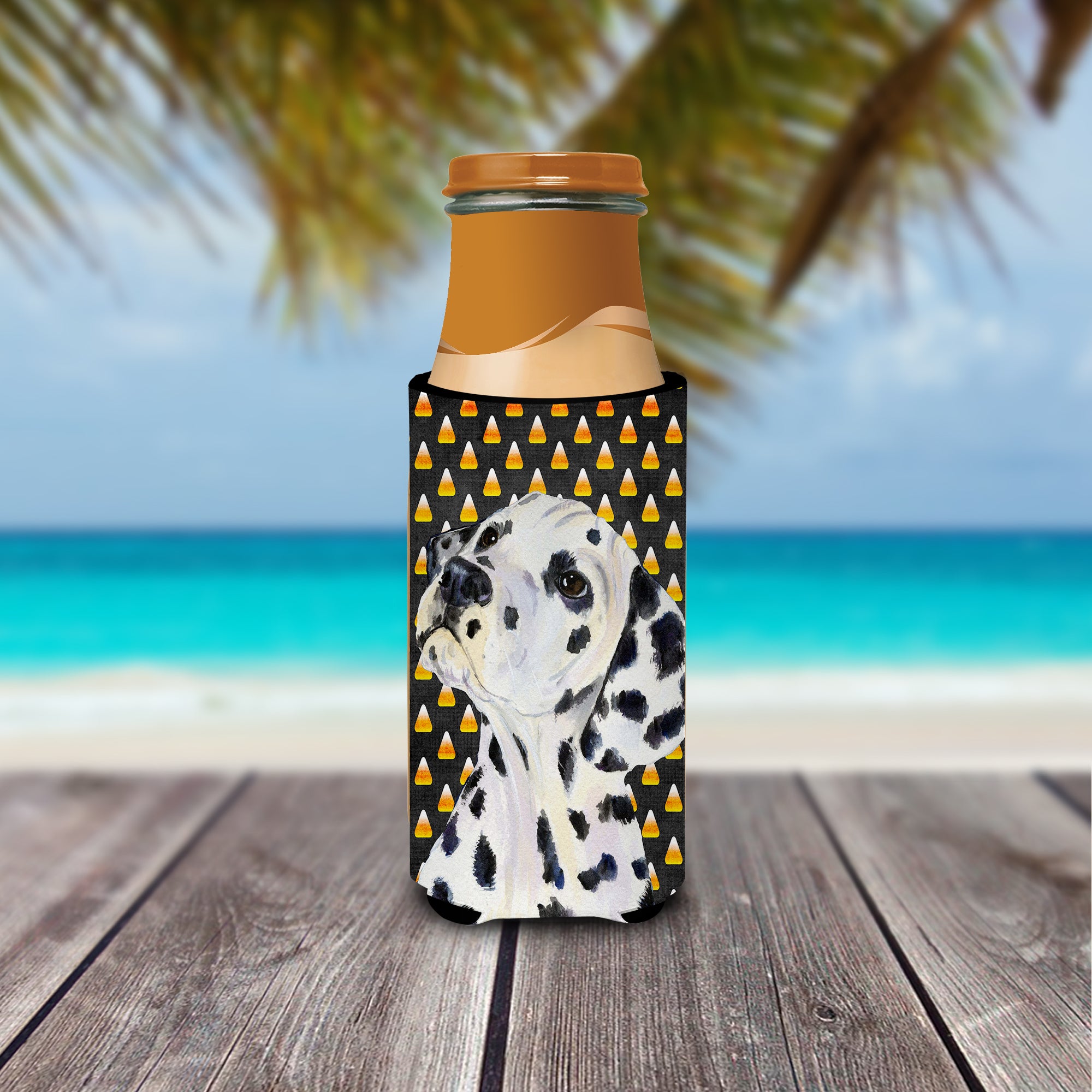 Dalmatian Candy Corn Halloween Portrait Ultra Beverage Insulators for slim cans SS4286MUK.