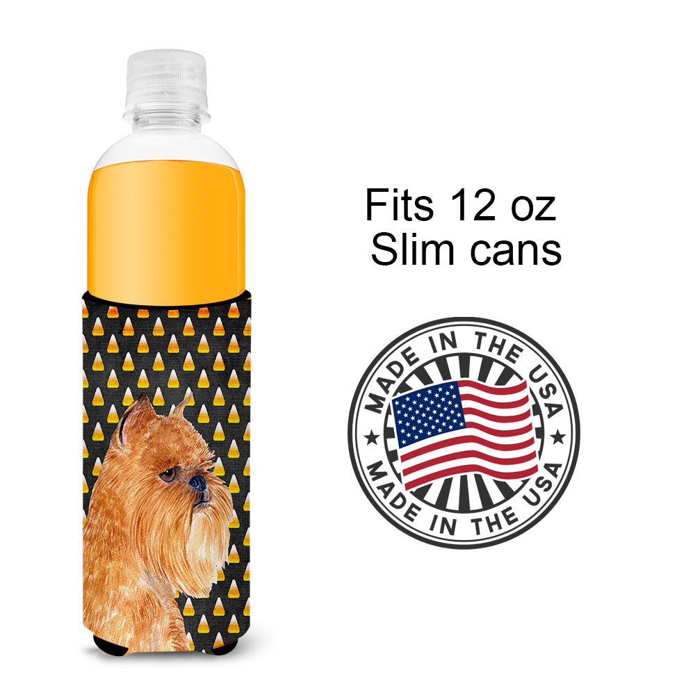 Brussels Griffon Candy Corn Halloween Portrait Ultra Beverage Insulators for slim cans SS4287MUK.
