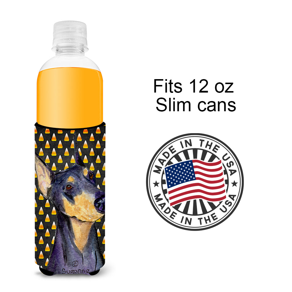 Doberman Candy Corn Halloween Portrait Ultra Beverage Insulators for slim cans SS4288MUK.