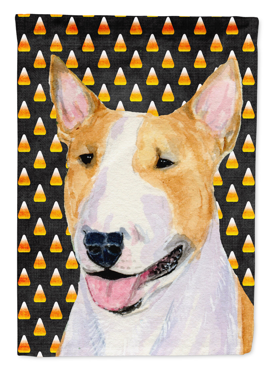 Bull Terrier Candy Corn Halloween Portrait Flag Canvas House Size  the-store.com.