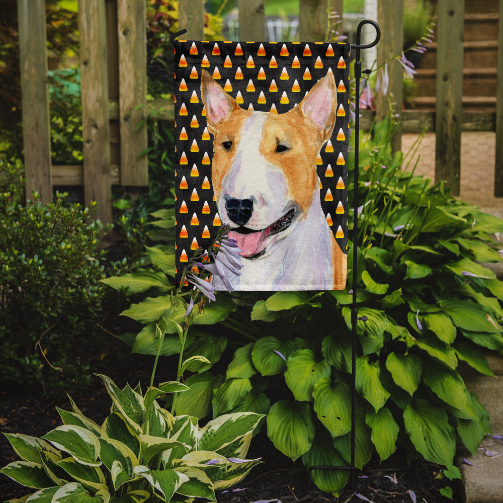Bull Terrier Candy Corn Halloween Portrait Flag Garden Size.