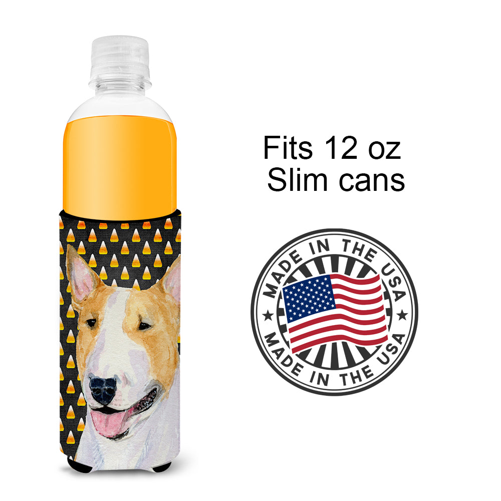 Bull Terrier Candy Corn Halloween Portrait Ultra Beverage Insulators for slim cans SS4289MUK.