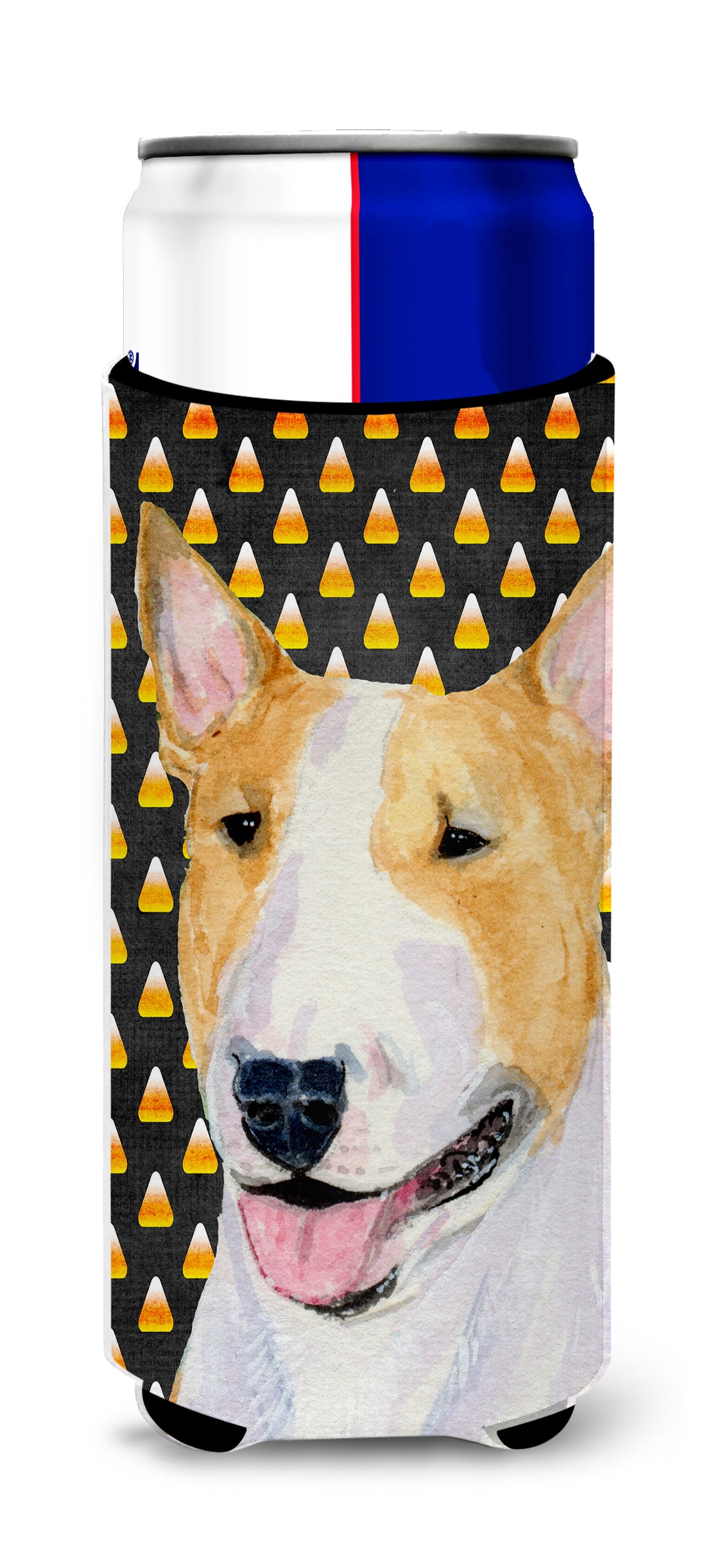 Bull Terrier Candy Corn Halloween Portrait Ultra Beverage Insulators for slim cans SS4289MUK.