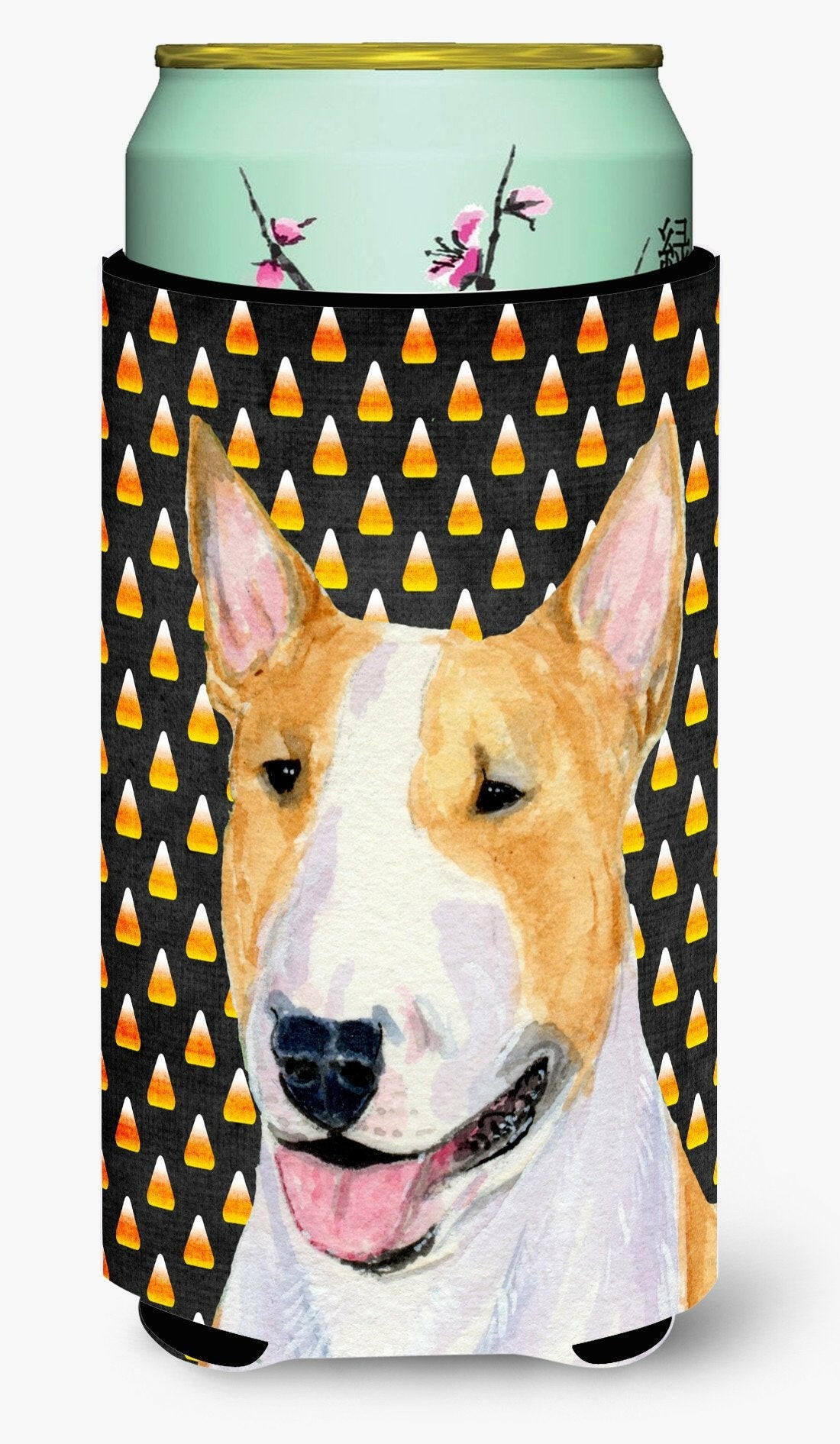 Bull Terrier Candy Corn Halloween Portrait  Tall Boy Beverage Insulator Beverage Insulator Hugger by Caroline&#39;s Treasures