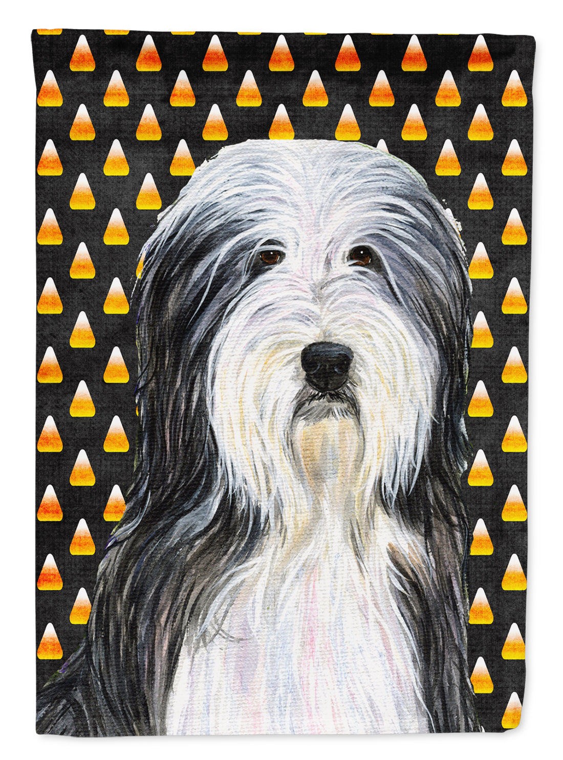 Bearded Collie Candy Corn Halloween Portrait Flag Canvas House Size  the-store.com.