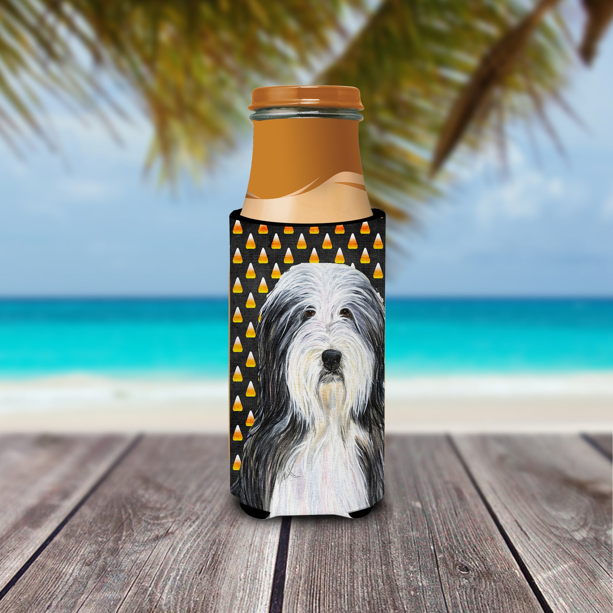 Bearded Collie Candy Corn Halloween Portrait Ultra Beverage Insulators for slim cans SS4290MUK.