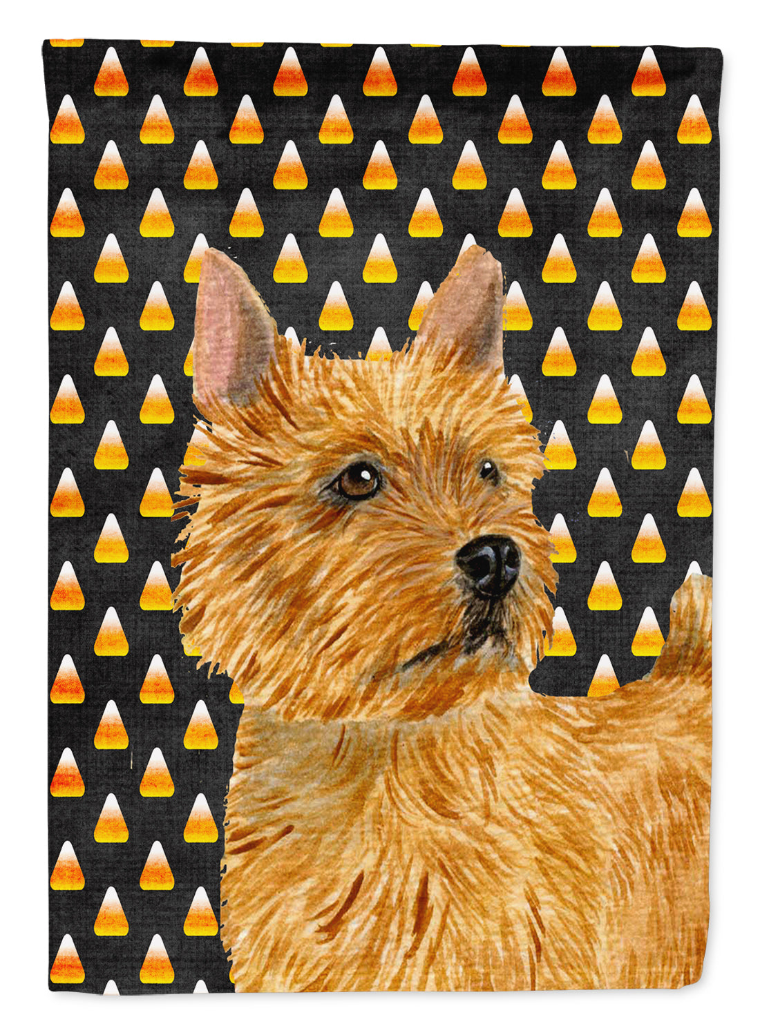 Norwich Terrier Candy Corn Halloween Portrait Flag Canvas House Size  the-store.com.