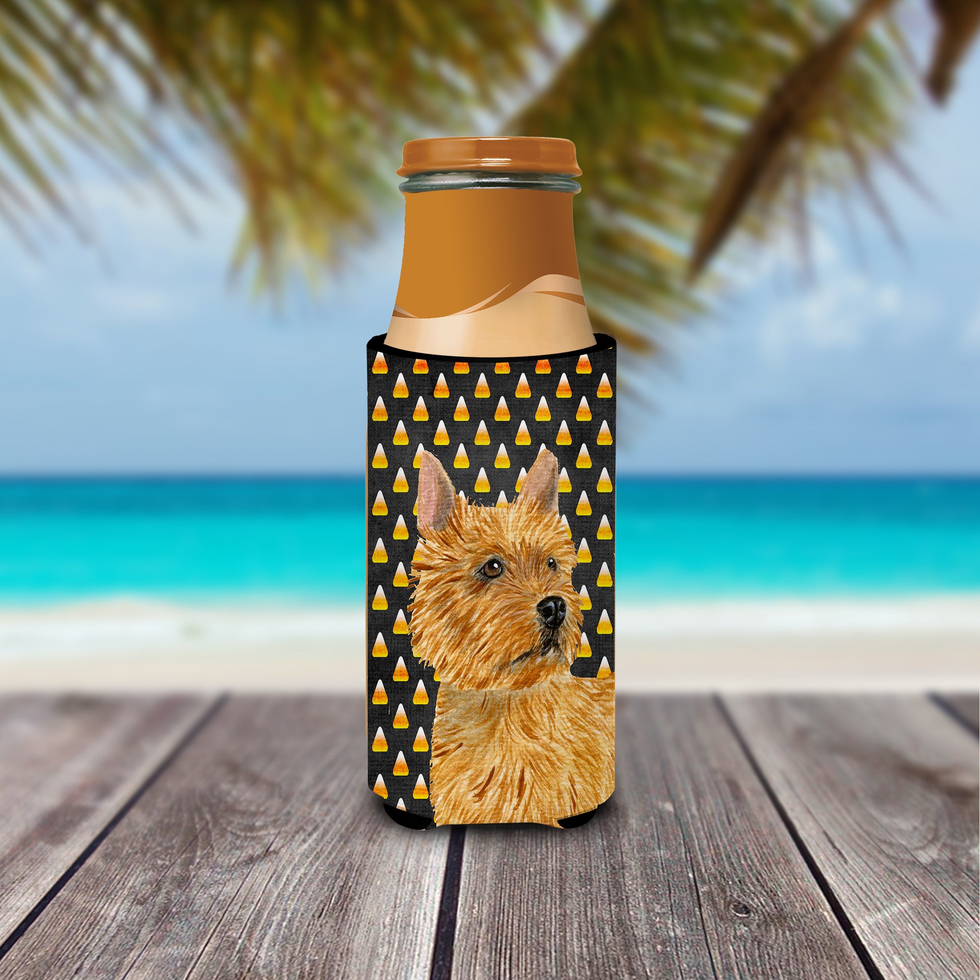 Norwich Terrier Candy Corn Halloween Portrait Ultra Beverage Insulators for slim cans SS4292MUK.